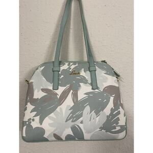 RARE LAVIE AQUA HANDBAG W/ MATCHING WALLET SATCHEL PURSE MEDIUM ZIPS FLORAL
